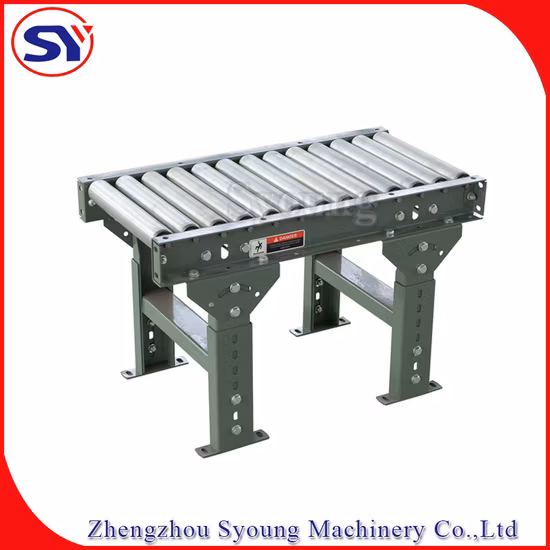 Transportador de rodillos de acero industrial motorizado para paquetes de cartón, transportador de mesa con plataforma de rodillos para paletas